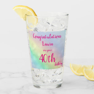 Hübsches personalisiertes Glück 40. Geburtstag Glas