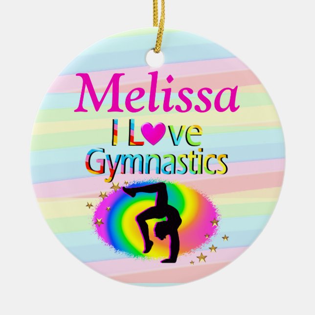 HÜBSCHES PERSONALISIERTES I LIEBE GYMNASTICS ORNAN KERAMIK ORNAMENT (Vorne)
