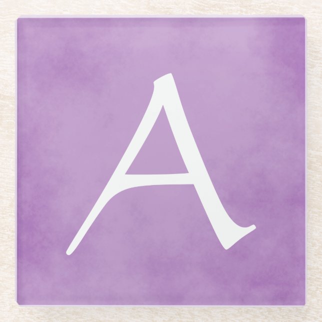 Hübsches personalisiertes lila Monogramm Glasuntersetzer (Vorderseite)