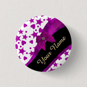 Hübsches personalisiertes magentarotes girly button