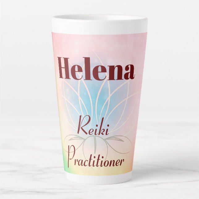 Hübsches personalisiertes Reiki Practitionerdesign Milchtasse (Vorderseite)