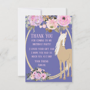 Hübsches Pferd mit Blume Pink und Periwinkle Dankeskarte