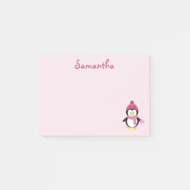 Hübsches Pinguinherz Post-it Klebezettel (Vorderseite)