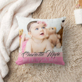 Hübsches Pink Baby Girl Keepake Birth Stats Foto Kissen