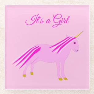 Hübsches Pink Baby Girl Unicorn Custom Gender Reve Glasuntersetzer