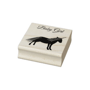 Hübsches Pink Baby Girl Unicorn Geschlecht zeigen Gummistempel