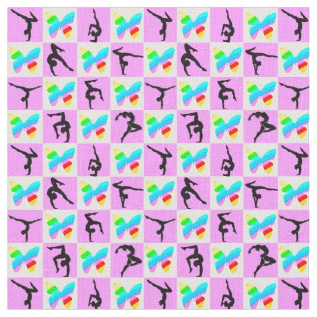 HÜBSCHES PINK-BUTTERFLY-GYMNASTICS-DESIGN STOFF (Nahaufnahme)