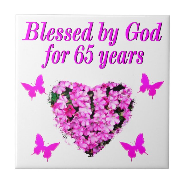 HÜBSCHES PINK FLORAL 65. GEBURTSTAG DESIGN FLIESE (Vorderseite)