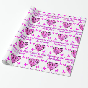 HÜBSCHES PINK FLORAL 65. GEBURTSTAG DESIGN GESCHENKPAPIER