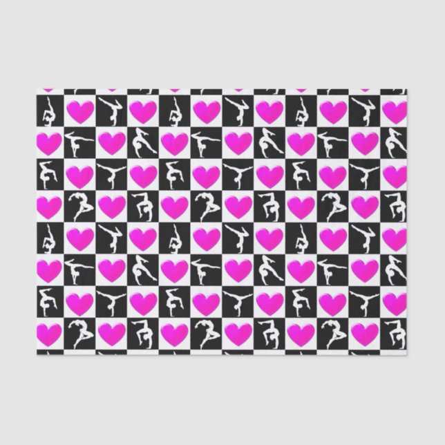 HÜBSCHES PINK HEART GYMNASTICS-DESIGN SEIDENPAPIER (Vorderseite)