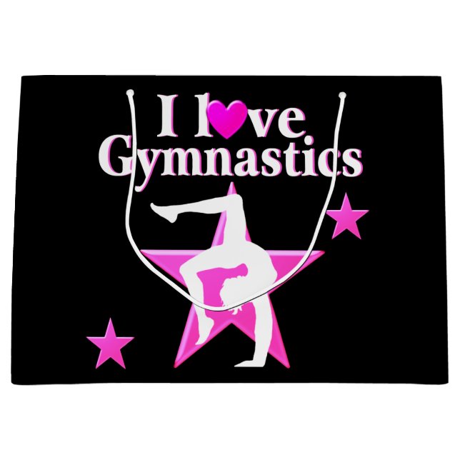 HÜBSCHES PINK I LIEBE GYMNASTICS-DESIGN GROßE GESCHENKTÜTE (Vorderseite)