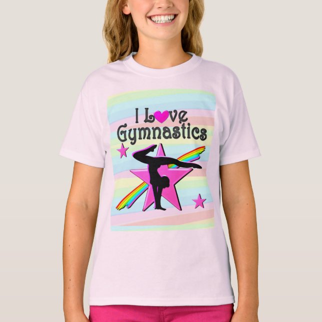 HÜBSCHES PINK I LIEBE GYMNASTICS-DESIGN T-Shirt (Vorderseite)