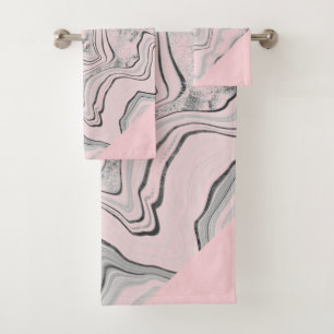 HÜBSCHES PINK MARBLE TRIM BADEZIMMER TOWEL SET