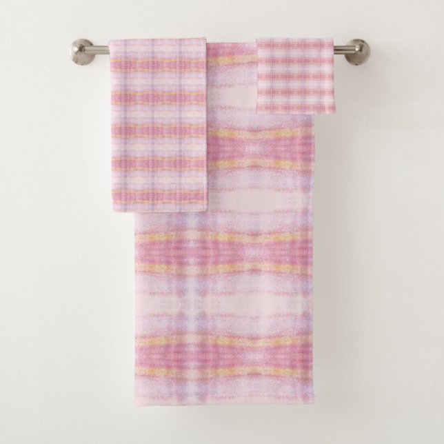 Hübsches Pink PlaidHandtuch-Set Badhandtuch Set (Insitu)