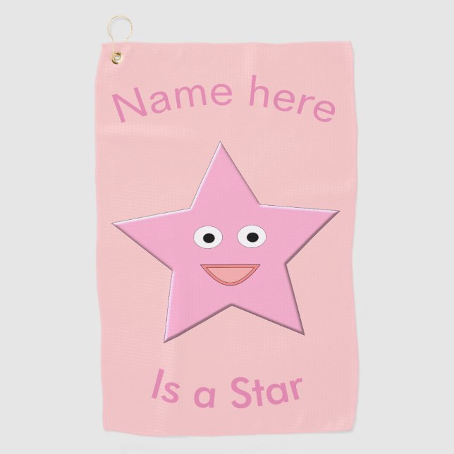 Hübsches Pink Star Custom Golf Handtuch (Vorderseite)