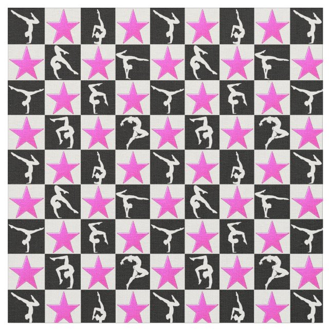 HÜBSCHES PINK STAR GYMNASTICS-DESIGN STOFF (Nahaufnahme)