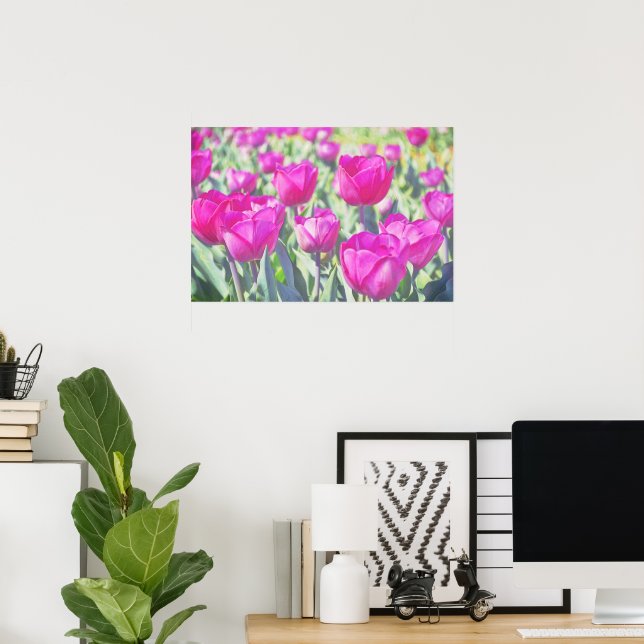 Hübsches Pink Tulips Garden Art Poster (Heimbüro)