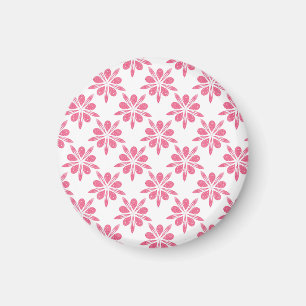 Hübsches Pink und White Snowflake Blume Muster Magnet