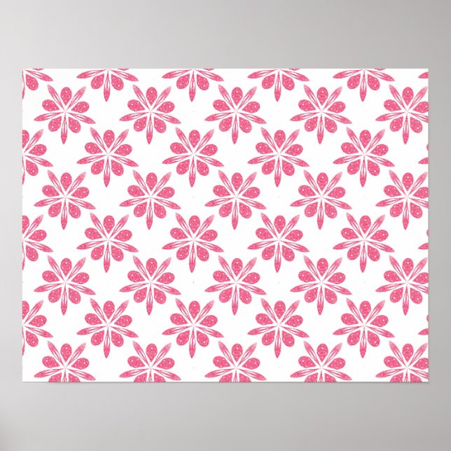 Hübsches Pink und White Snowflake Blume Muster Poster (Vorne)