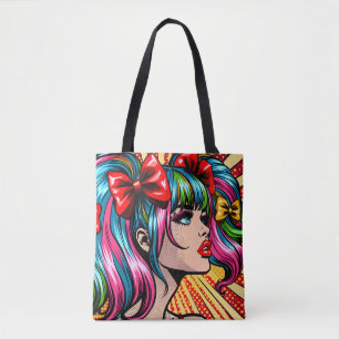 Hübsches Pop-Art-Comic-Mädchen Farbige KI-Kunst