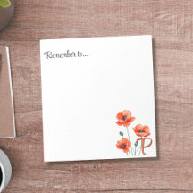 Hübsches Poppy Monogram-Wildblume Notepad