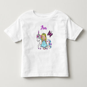 Hübsches Prinzessin-und-Einhorn-personalisiertes-S Kleinkind T-shirt