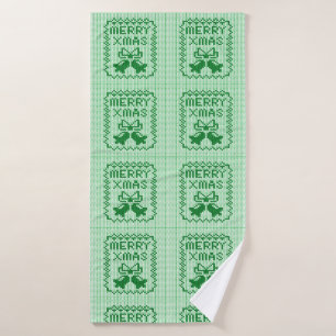 Hübsches Pullover-Muster Jingle Glocken und Merry Badehandtuch