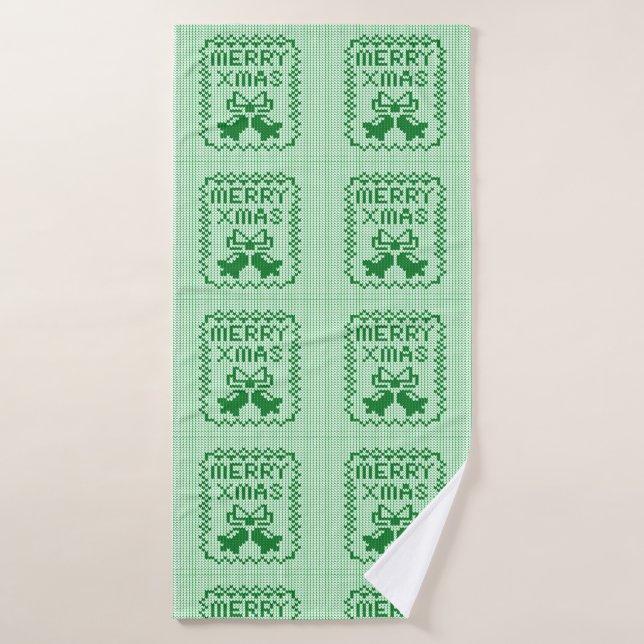 Hübsches Pullover-Muster Jingle Glocken und Merry  Badehandtuch (Badehandtuch)