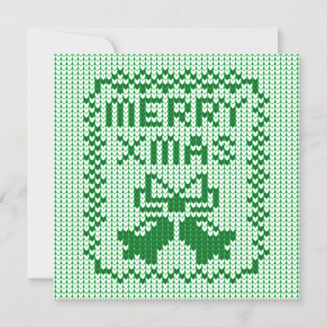 Hübsches Pullover-Muster Jingle Glocken und Merry  Einladung (Vorderseite)