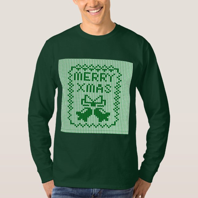 Hübsches Pullover-Muster Jingle Glocken und Merry  T-Shirt (Vorderseite)