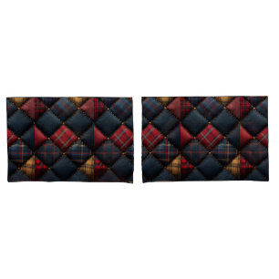 Hübsches Quilt-Rotes Navy-Gelbes Muster Kissenbezug