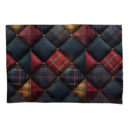 Hübsches Quilt-Rotes Navy-Gelbes Muster Kissenbezug