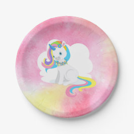 Hübsches Rainbow Hair Unicorn Pappteller