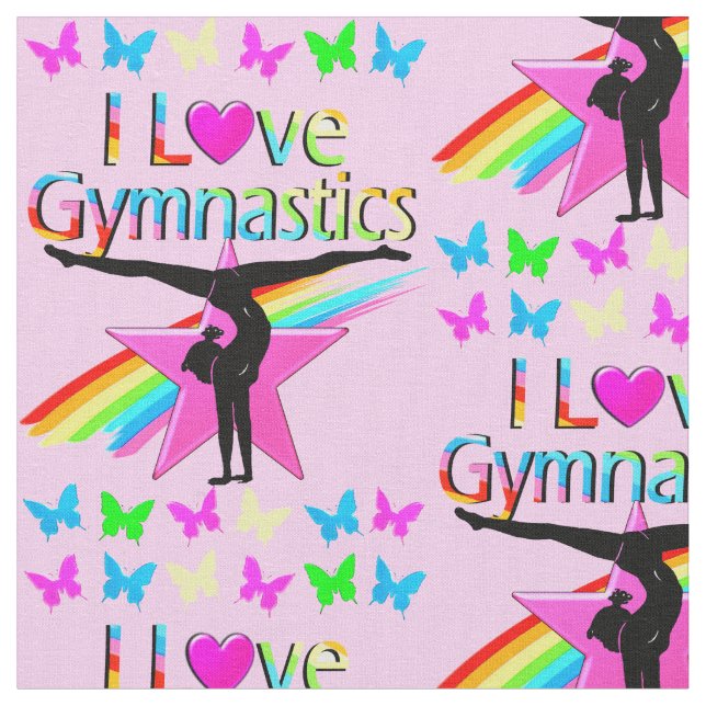 HÜBSCHES RAINBOW I LIEBE GYMNASTICS-DESIGN STOFF (Nahaufnahme)