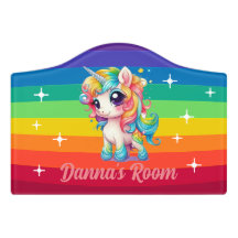 Hübsches Rainbow Unicorn Girl's Room Door Sign