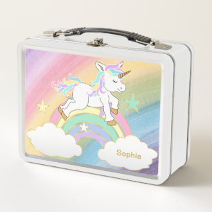Hübsches Rainbow Unicorn Metall Brotdose