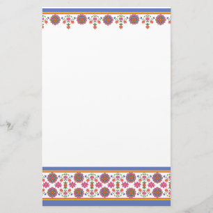 Hübsches Rangoli Blumengrenzbriefpapier Briefpapier
