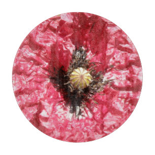 Hübsches REd Poppy Blume Makro Glas Cutting Board Schneidebrett