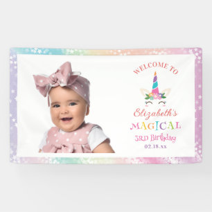 Hübsches Regenbogen-Einhorn Magisches Geburtstags- Banner