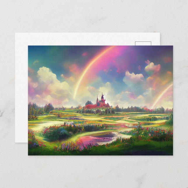 Hübsches Regenbogenfeld Gelobtes Land Postkarte (Vorne/Hinten)