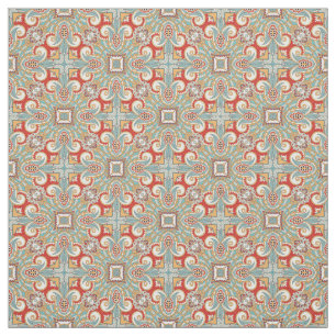 Hübsches Retro-Chic Aquamarin-Blumenmosaikmuster Stoff