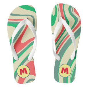 Hübsches Retro-l Monogramm-Geschenk für den Sommer Flip Flops