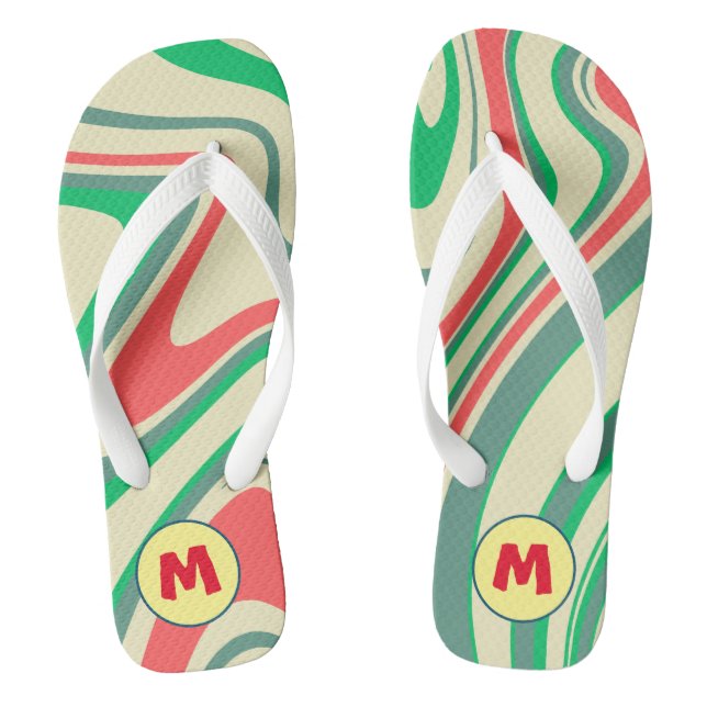 Hübsches Retro-l Monogramm-Geschenk für den Sommer Flip Flops (Fußbett)