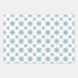 Hübsches Retro-Schneeflockenmuster-Blues-Wasserfar Geschenkpapier Set