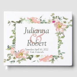 Hübsches Rosa Aquarell BlumenGästebuch Gästebuch