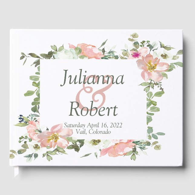 Hübsches Rosa Aquarell BlumenGästebuch Gästebuch (Vorderseite)