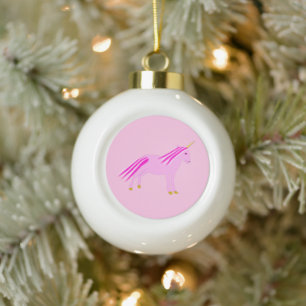 Hübsches rosa Baby Mädchen Einhorn Keramik Kugel-Ornament