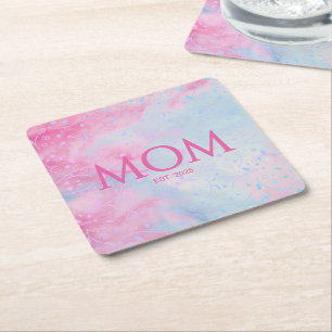 Hübsches Rosa Blau Neues Muttergeschenk Mutter Eta Rechteckiger Pappuntersetzer