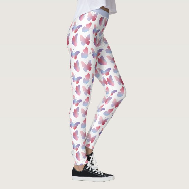 Hübsches rosa blaues Schmetterlingsdesign Pastellm Leggings (Rechts)