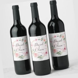 Hübsches rosa blaues Schmetterlingsmonogramm Weine Weinetikett